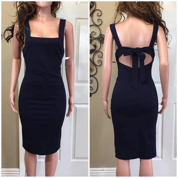 The Vanity Room Dresses & Skirts - The Vanity Room navy tie open back midi dress